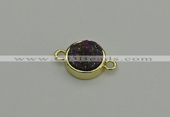 NGC5782 12mm coin plated druzy agate connectors wholesale