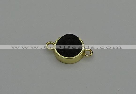 NGC5784 12mm coin plated druzy agate connectors wholesale