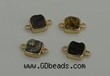 NGC5796 10*10mm square plated druzy agate connectors wholesale