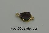 NGC5802 10*14mm flat teardrop plated druzy agate connectors