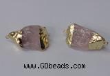 NGC583 18*25mm - 22*30mm nuggets rose quartz gemstone connectors