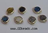 NGC5832 15mm coin plated druzy agate connectors wholesale