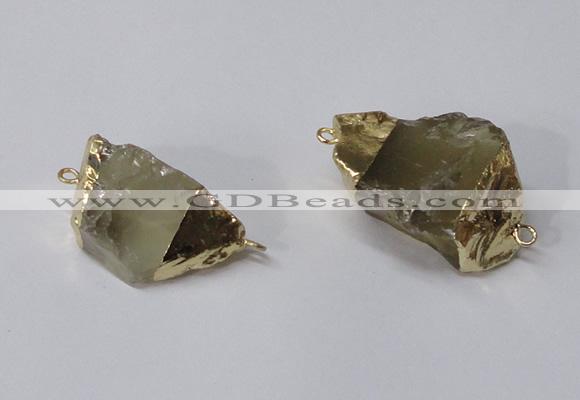 NGC584 18*25mm - 20*30mm nuggets lemon quartz gemstone connectors