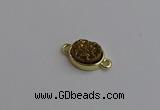 NGC5841 11*13mm oval plated druzy agate connectors wholesale