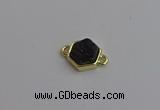 NGC5857 12*12mm hexagon plated druzy agate connectors wholesale