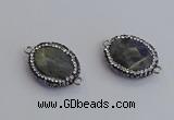 NGC5960 18*22mm faceted oval labradorite connectors wholesale