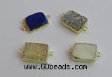 NGC5979 15*20mm rectangle plated druzy agate connectors wholesale