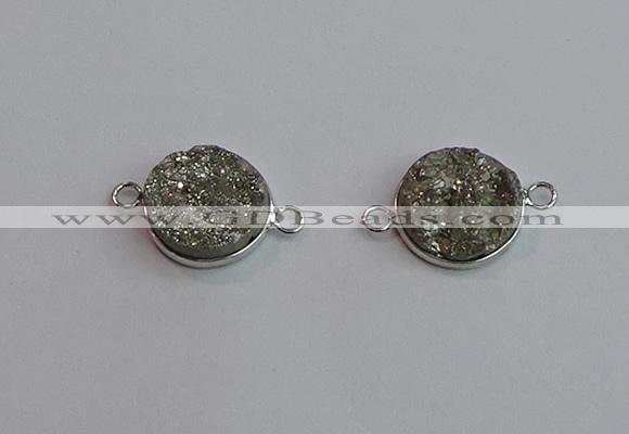 NGC5981 15mm coin plated druzy agate connectors wholesale