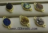 NGC6001 10*14mm oval plated druzy agate connectors wholesale