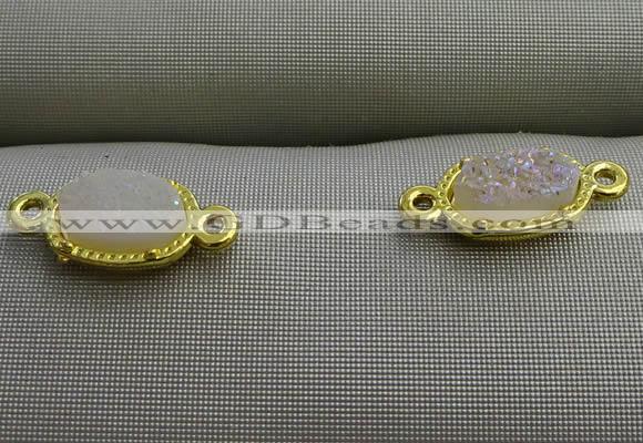 NGC6018 5*8mm oval plated druzy agate connectors wholesale