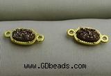 NGC6021 5*8mm oval plated druzy agate connectors wholesale