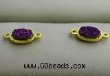 NGC6022 5*8mm oval plated druzy agate connectors wholesale