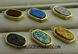 NGC6027 10*16mm oval plated druzy agate connectors wholesale