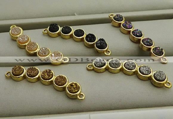 NGC6031 6*30mm plated druzy agate connectors wholesale