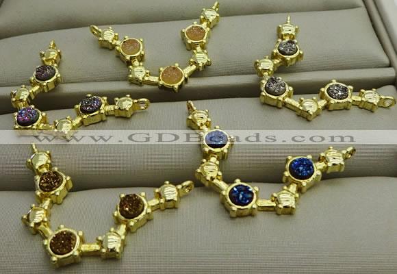 NGC6039 25*35mm plated druzy agate connectors wholesale