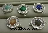 NGC6044 16mm coin mixed gemstone connectors wholesale