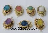 NGC615 22*30mm - 25*35mm freeform druzy agate connectors wholesale