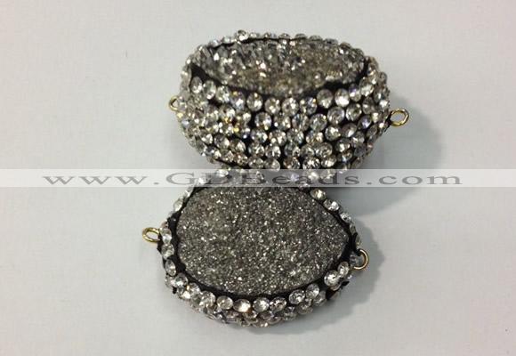 NGC635 20*28mm - 25*30mm freeform plated druzy agate connectors