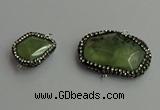 NGC6548 18*25mm - 25*30mm freeform green rutilated quartz connectors