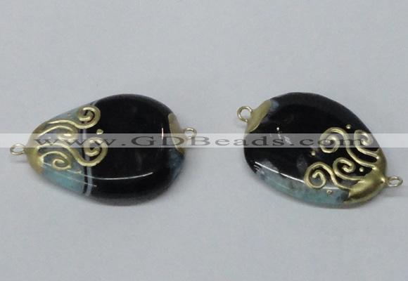 NGC657 20*30mm - 30*40mm freeform druzy agate connectors wholesale