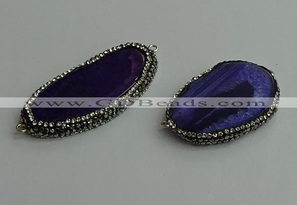 NGC6632 25*40mm - 30*55mm freeform agate connectors wholesale