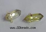 NGC666 10*35mm - 15*40mm faceted nuggets lemon quartz connectors