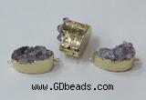 NGC687 15*28mm - 20*30mm freeform druzy amethyst connectors