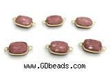 NGC7028 11*15mm faceted rectangle pink wooden jasper connectors