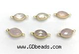 NGC7035 11*15mm faceted oval rose quartz connectors