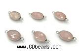 NGC7047 11*15mm faceted oval rose quartz connectors