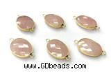 NGC7050 17*22mm faceted oval rose quartz connectors