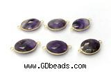 NGC7052 17*22mm faceted oval amethyst connectors