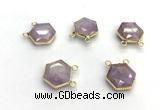 NGC7066 16mm faceted hexagon amethyst connectors