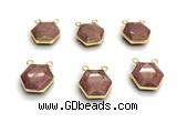 NGC7067 16mm faceted hexagon pink wooden jasper connectors