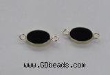 NGC717 13*18mm oval black agate gemstone connectors wholesale