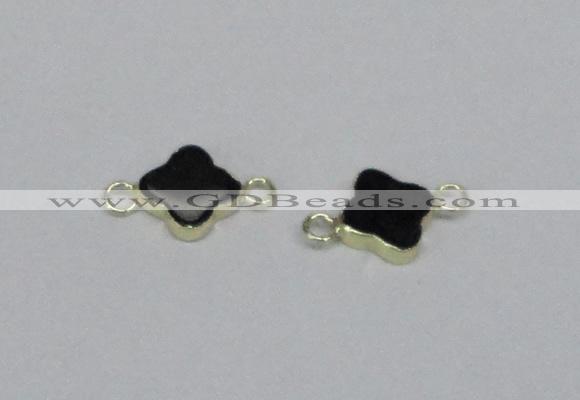 NGC721 14mm flower black agate gemstone connectors wholesale