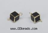 NGC726 12*12mm cube black agate connectors wholesale