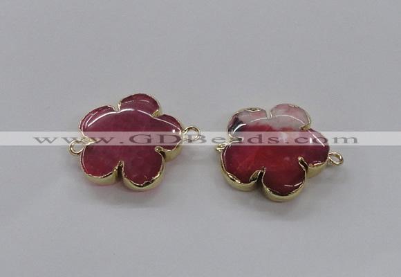 NGC853 28mm - 30mm flower agate gemstone connectors wholesale