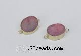 NGC860 15*20mm oval druzy agate gemstone connectors wholesale