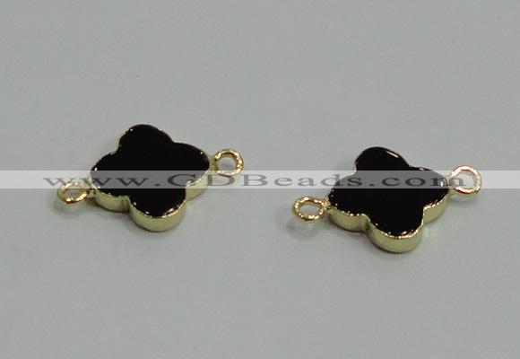 NGC870 18mm flower black agate gemstone connectors wholesale