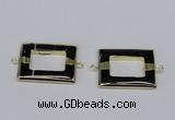 NGC872 30*40mm rectangle black agate gemstone connectors wholesale