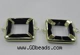 NGC885 35*35mm square black agate connectors wholesale