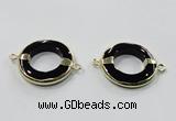 NGC887 30mm donut black agate connectors wholesale