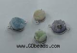 NGC89 12mm - 16mm flat round druzy agate connectors wholesale