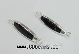 NGC988 8*30mm trihedron black agate gemstone connectors wholesale