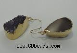 NGE04 12*25mm - 15*30mm freeform druzy amethyst earrings wholesale