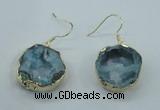 NGE07 20*25mm - 25*30mm freeform plated druzy agate earrings