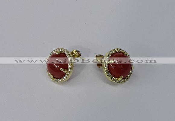 NGE178 10mm flat round agate gemstone earrings wholesale