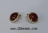 NGE188 15mm flat round agate gemstone earrings wholesale