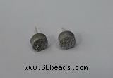 NGE215 8mm coin druzy agate gemstone earrings wholesale